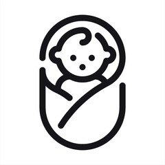 baby icon, a sleeping baby vector.Baby, swaddling clothe icon. Simple line, outline vector elements of child for ui and ux, website or mobile application