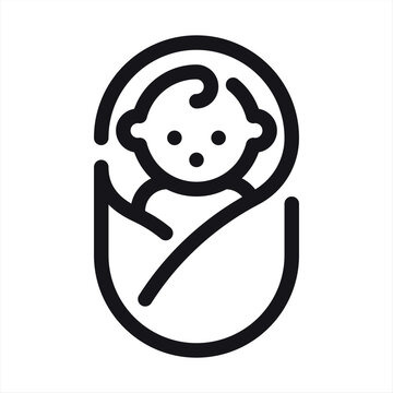 recommend clip art: baby icon, a sleeping baby vector.Baby, swaddling clothe icon. Simple line, outline vector elements of child for ui and ux, website or mobile application