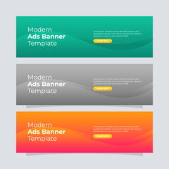 Banner template design. Full colors gradient banner for the website. Modern ads banner.