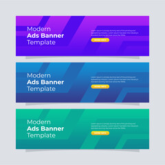 Banner template design. Full colors gradient banner for the website. Modern ads banner.