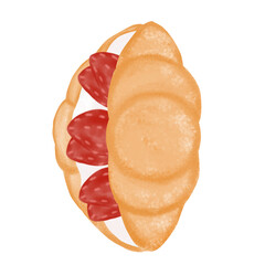 Croissants with Strawberry Cream cartoon drawing.