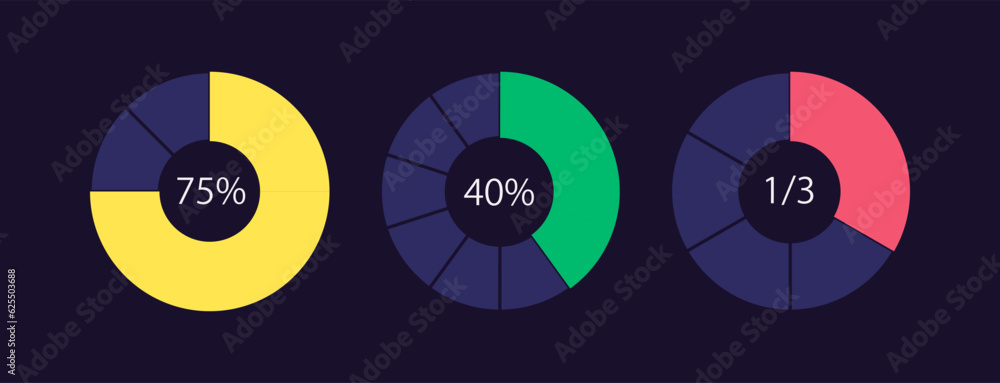 Poster social media poll results circle infographic design template set for dark theme. internet research. 