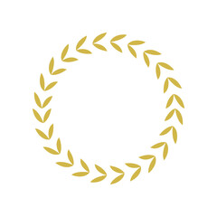 Olive wreath round stamp frame vector design. Isolated outline illustration. Editable guarantee badge template. Approved seal with blank copy space. Decorative sticker border on white background