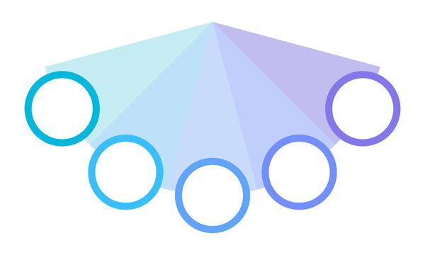 Blue spectrum gradient with circles infographic chart design template. Five steps. Abstract infochart with copy space. Instructional graphics with 5 step sequence. Visual data presentation