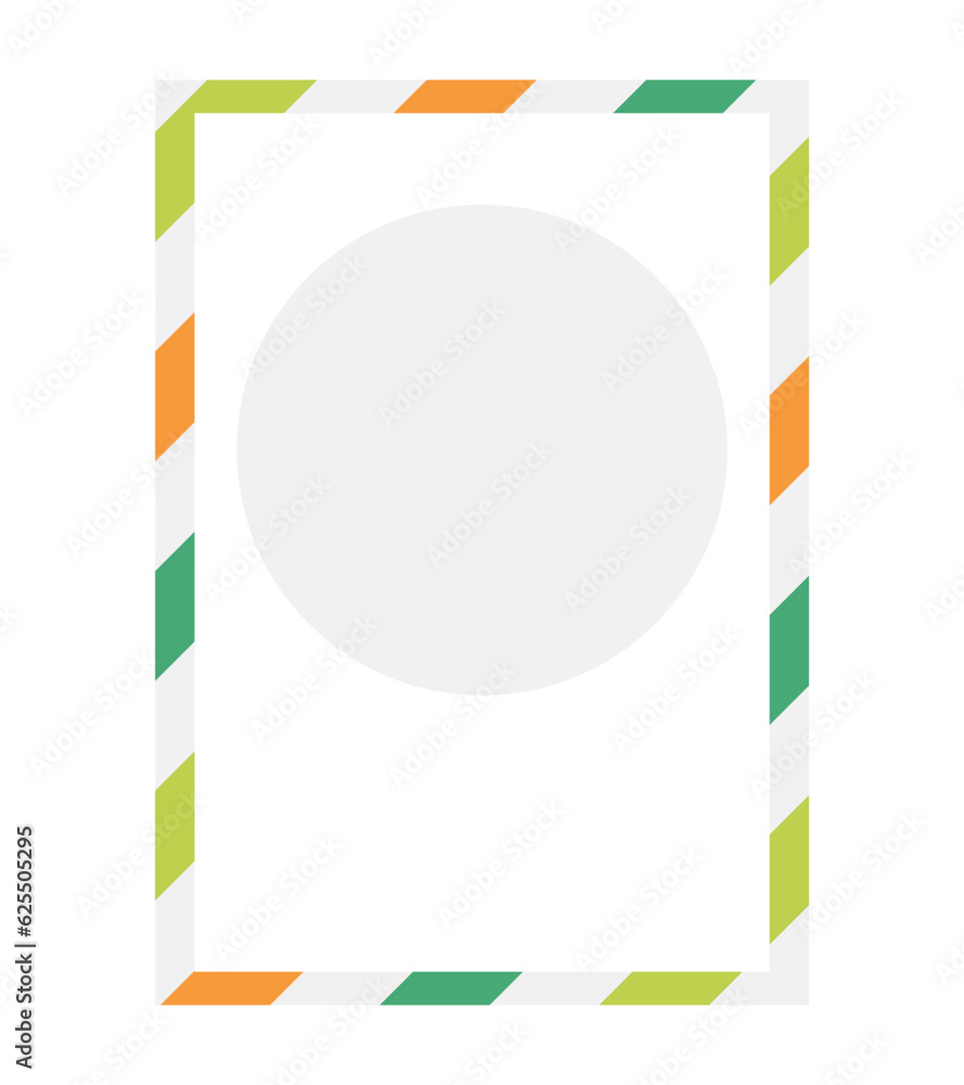 Poster green and orange striped frame with blank circle brochure element design. vector illustration with e