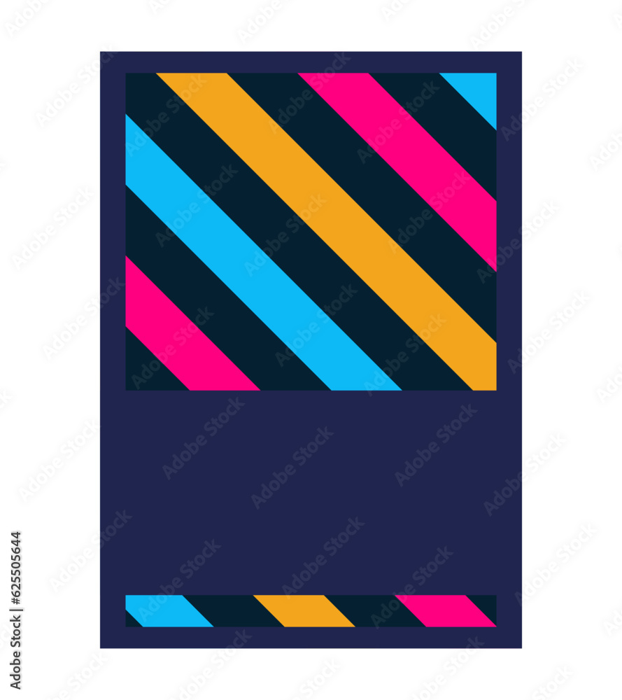 Poster rectangle dark blue shape with colorful stripes brochure element design. vector illustration with em