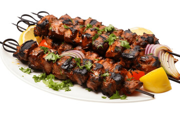 An illustration of shish kebab on a white background, Generative Ai