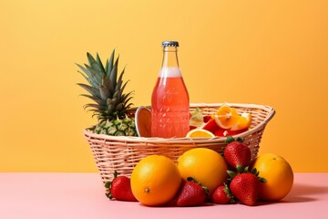 Mandarin mango beverage bottle. Generate Ai