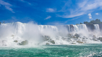 Strong rapids on the American - Canadian waterfalls Niagara Falls. 
