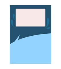 Rectangle blue shape with naturalistic brochure element design. Vector illustration with empty copy space for text. Editable shape for poster decoration. Creative and customizable frame