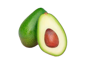 avocado cut in half on transparent background