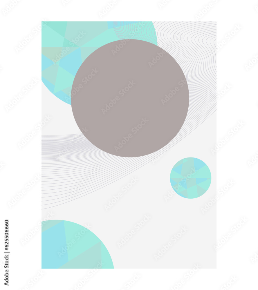 Poster rectangle white and green card with grey circle brochure element design. vector illustration with em