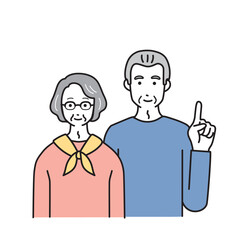 シニア男女のシンプルなイラスト
