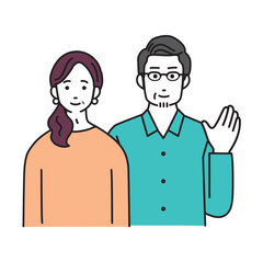 Fototapeta premium 中高年男女のシンプルなイラスト 