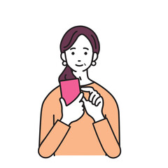 スマートフォンを操作する中高年女性のシンプルなイラスト
