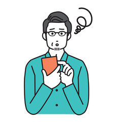 スマートフォンを操作する中高年男性のシンプルなイラスト
