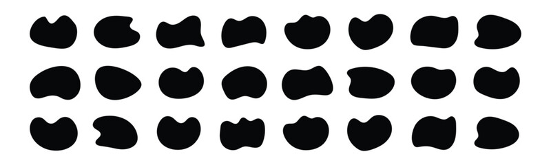 Blotch shapes. Blob shape set. Abstract forms for liquid black blotch shapes. Organic amoeba blob shape in modern style