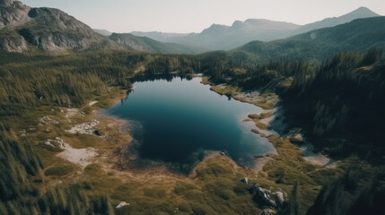 Fototapeta na wymiar Lake valley in mountains