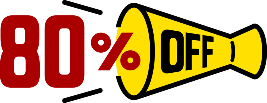 80%OFFのメガホンのアイコン（discount megaphone icon）
