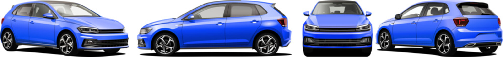 realistic vector blue car with gradients using manual tracing tool 