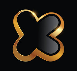 A Vector Illustration of Golden Letter X Monogram Logo Vector Illustration in black background with gold shine effect
