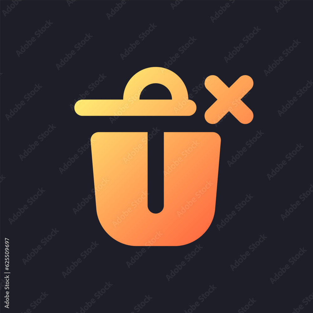 Poster canceled removal orange solid gradient ui icon for dark theme. trash basket. deleting mistake. fille