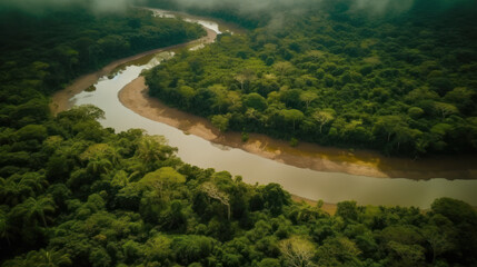 Fototapeta na wymiar Amazon rainforest with long lake