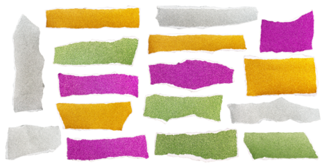 colorful paper pieces with glitter