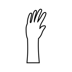 Raised hands icon vector. Hands up illustration sign. palm symbol or logo.