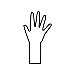 Raised hands icon vector. Hands up illustration sign. palm symbol or logo.