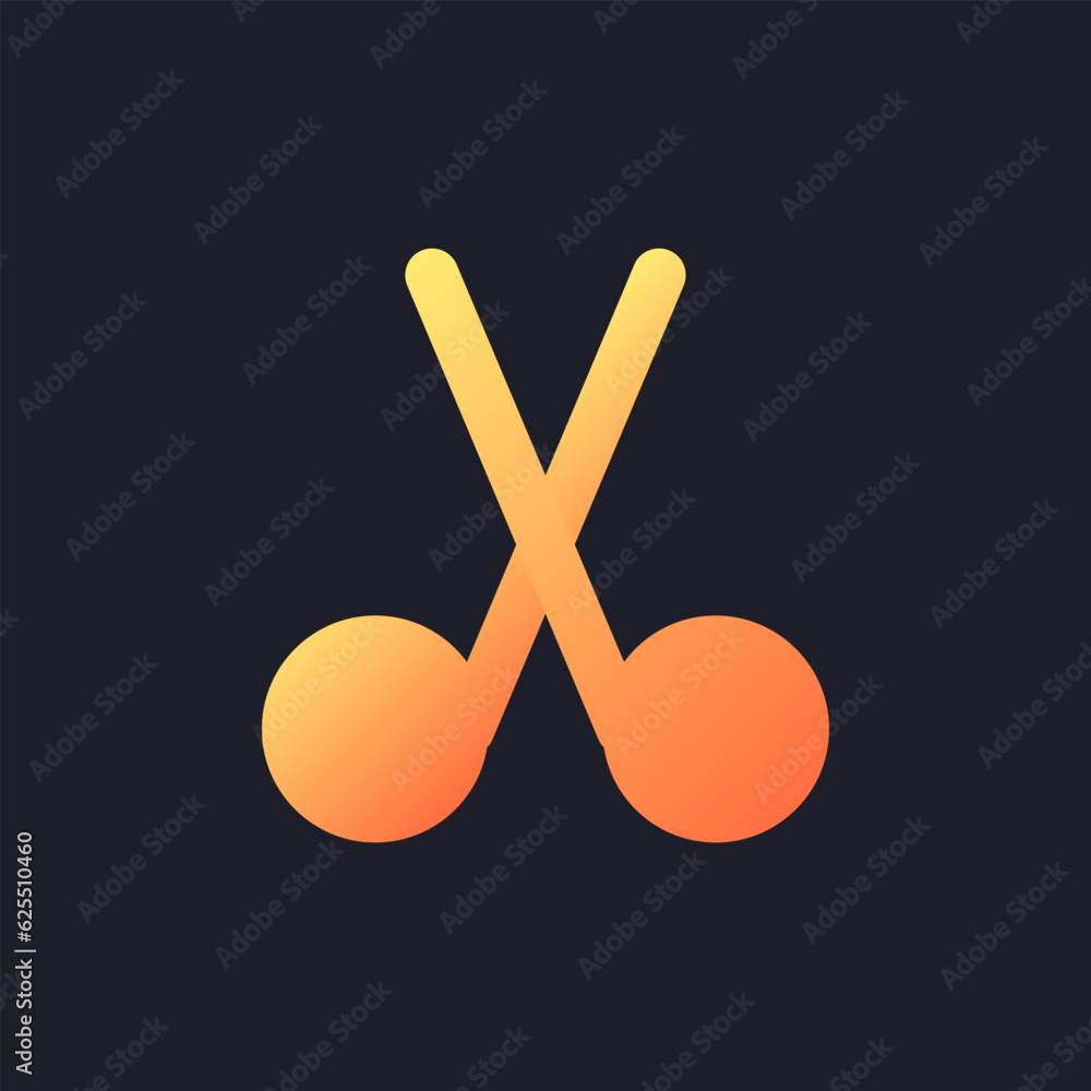 Poster cut orange solid gradient ui icon for dark theme. scissors sign. modify content. divide footage file