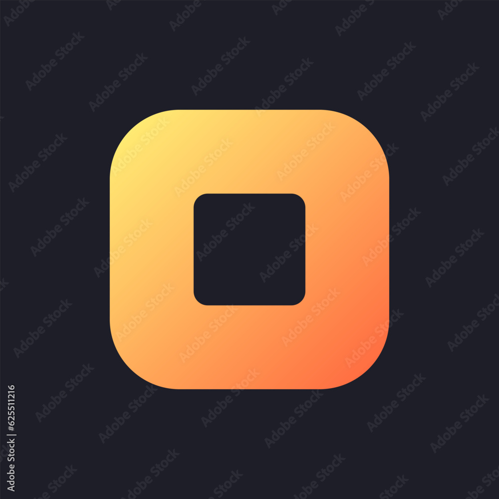 Poster background template orange solid gradient ui icon for dark theme. video editing platform. filled pix