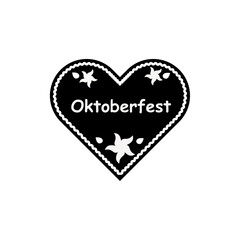 Oktoberfest with gingerbread heart and edelweiss vector illustration on white background