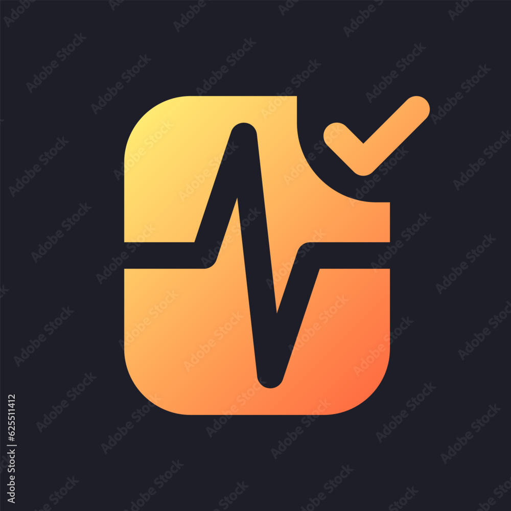 Poster heartbeat animation effect applying orange solid gradient ui icon for dark theme. video software. fi