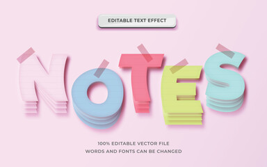 Notes paper color pastel text effect editable
