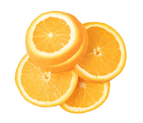 sliced orange fruit isolated. png file