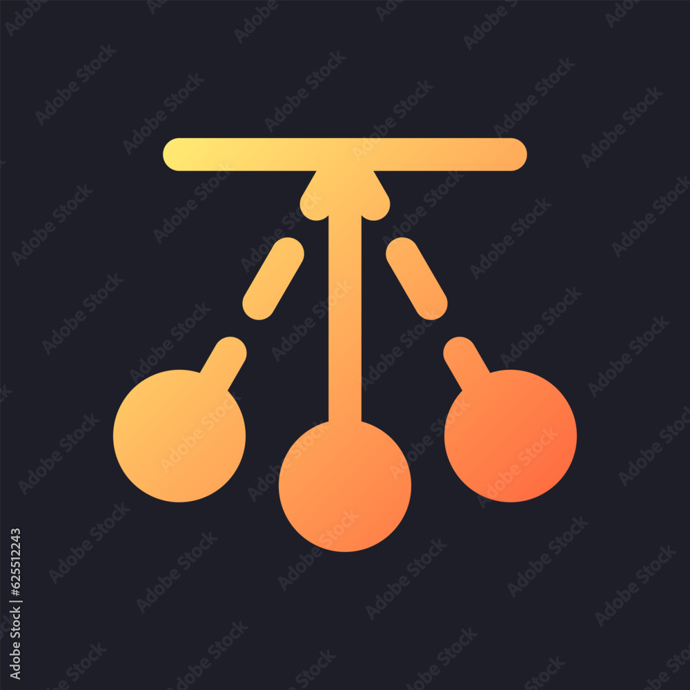 Poster pendulum animation orange solid gradient ui icon for dark theme. back and forth motion. film editing
