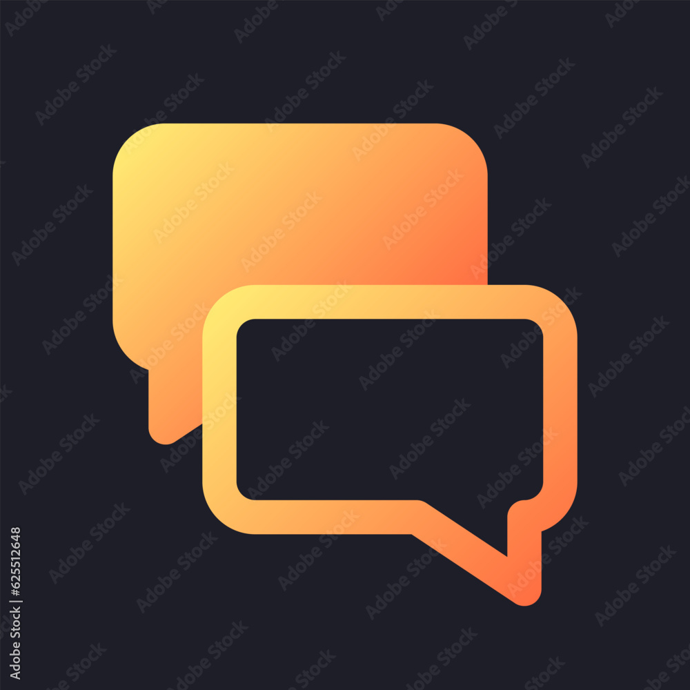 Poster messenger orange solid gradient ui icon for dark theme. share information. send file. chat bubbles. 