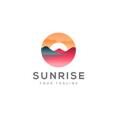 Sunrise logo, sunset logo, modern, isolated on white background, design template vector illustration