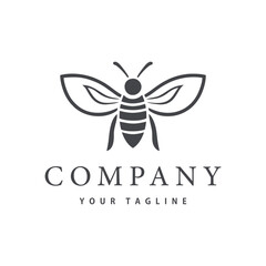 Bee logo, wasp logo nature, simple design template vector illustration