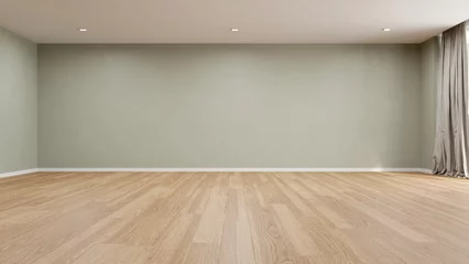 Fotobehang Per kamer 3d rendering of empty room with wooden floor and concrete wall.  © nuchao