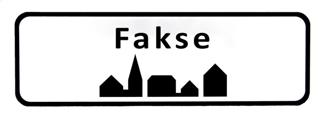 City sign of Fakse - Fakse Byskilt