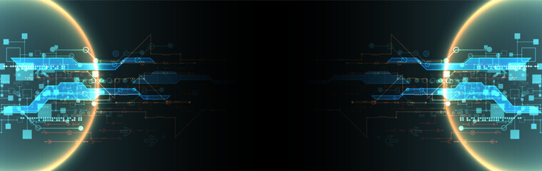 Abstract technology concept. Circuit board, high computer color background.