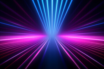 3D Render neon rays blue and purple background

Generative AI