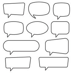 Speech bubble, speech balloon, chat bubble line art vector icon for apps and websites.