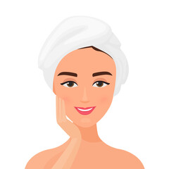 Face skin care treatments. Spa beauty mask, facial care vector cartoon illustration