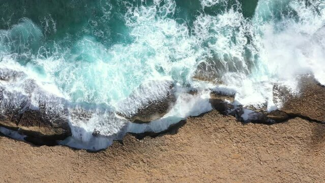 Rocky sea coast of Cyprus drone flight