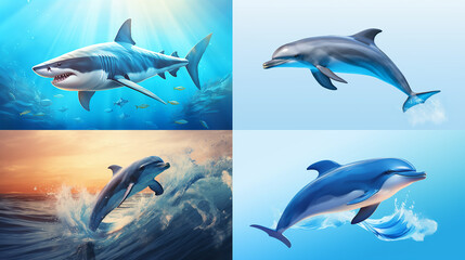 Obraz premium set of sharks