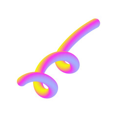 Yellow Pink Gradient Abstract Shape. Scribble Element. Cut Out. 3D Render. Candy Texture.