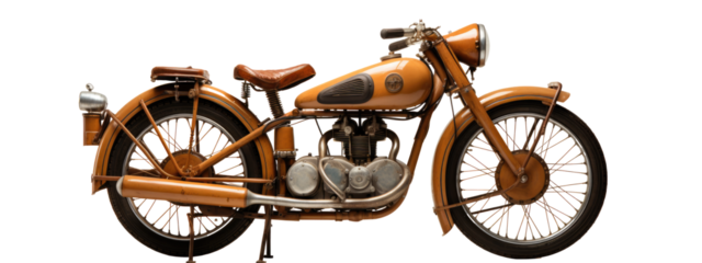 Orange motorcycle isolated on a transparent background - PNG